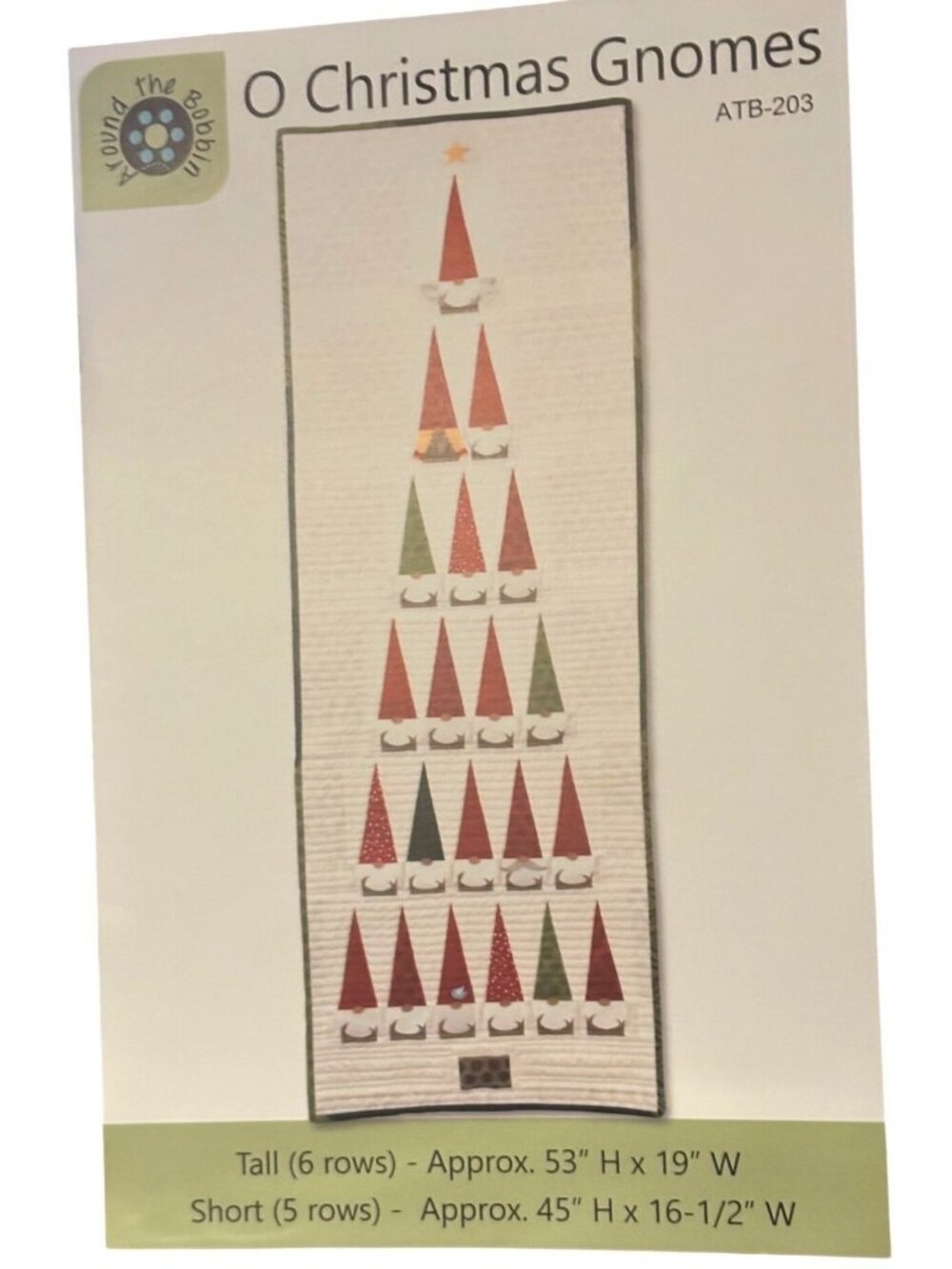 Oh Christmas Gnomes Quilt Pattern Around The Bobbin Short 45X16.5" Tall 53"X 19"